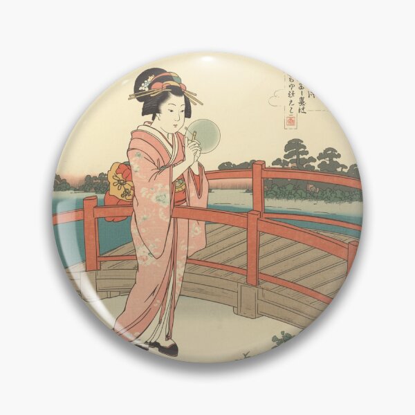 Item preview, Girl Blowing Poppin on the Bridge — Ukiyo-e Style Art designed and sold by derideriworks.
