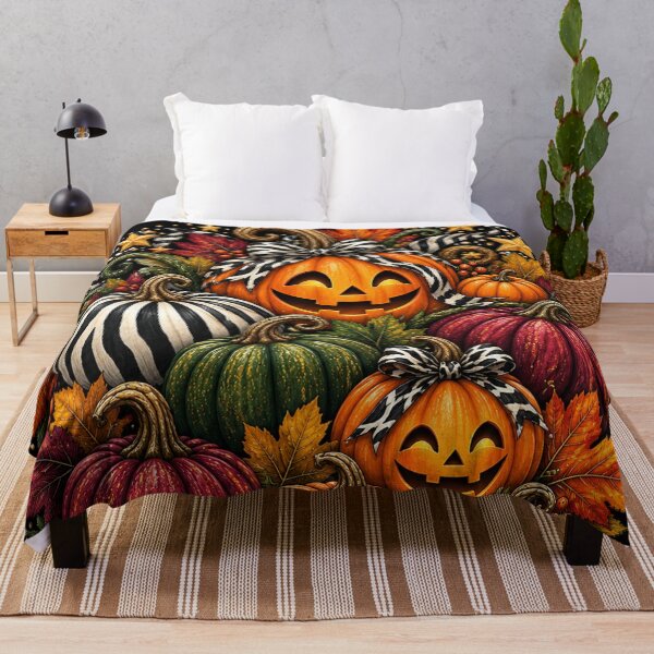 Item preview, Halloween Pumpkin & Zebra Stripes – Hand Painted Design designed and sold by annenambiro.