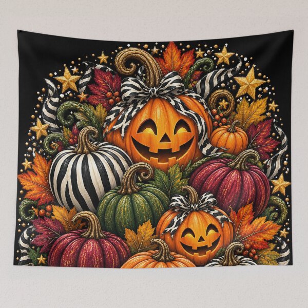 Item preview, Halloween Pumpkin & Zebra Stripes – Hand Painted Design designed and sold by annenambiro.