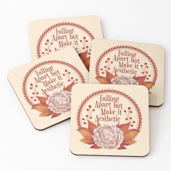 Item preview, Falling Apart But Make It Aesthetic - Funny Autumn Floral Badge designed and sold by the-Z3nith.
