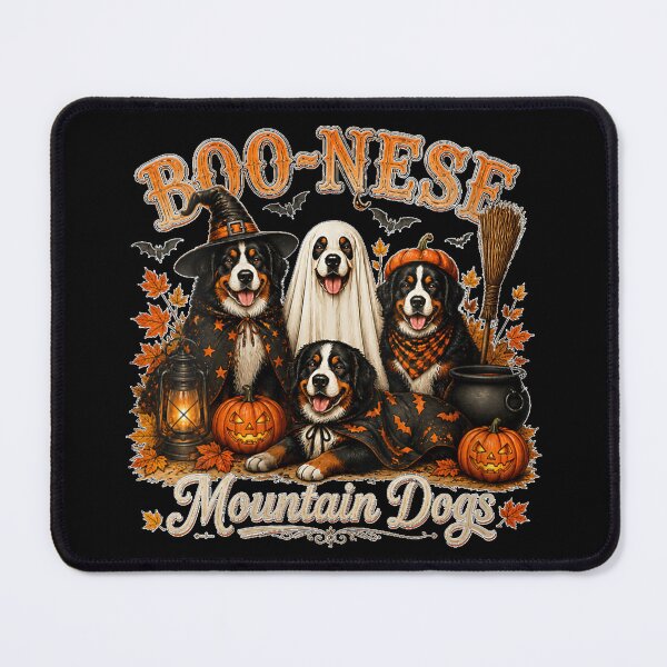 Item preview, Women's Boo-Nese Mountain Dogs Halloween Pumpkin Witch Spooky Dog V-Neck designed and sold by Gargamal.
