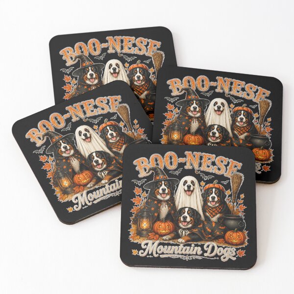 Item preview, Women's Boo-Nese Mountain Dogs Halloween Pumpkin Witch Spooky Dog V-Neck designed and sold by Gargamal.