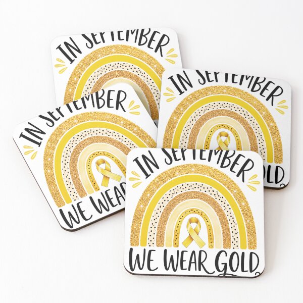 Item preview, gold ribbon awareness rainbow with glitter and polka dots designed and sold by ROUX-ART.