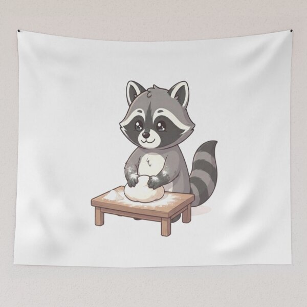 Item preview, Cute Raccoon Kneading Dough Table designed and sold by Ella_Sketch.