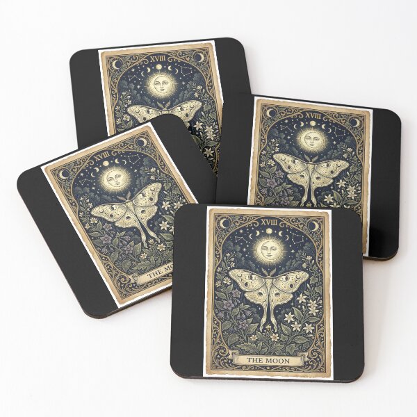 Item preview, The Moon Tarot Card Luna Moth Nightshade Botanical Celestial Art Print designed and sold by FemmePrintHaven.