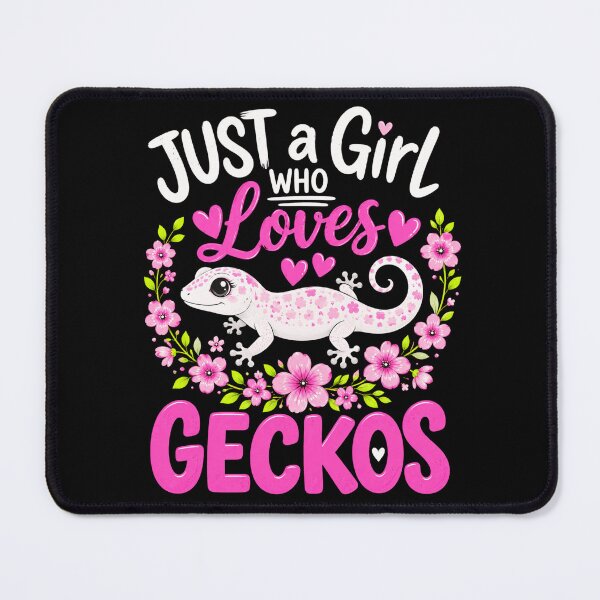 Item preview, gecko Girl Who Loves Pink Flowers and Hearts designed and sold by ROUX-ART.