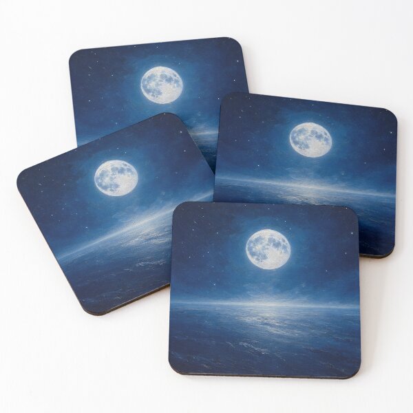 Item preview, Minimalist Glowing Moon Space Horizon Painting designed and sold by ArtAmbience.