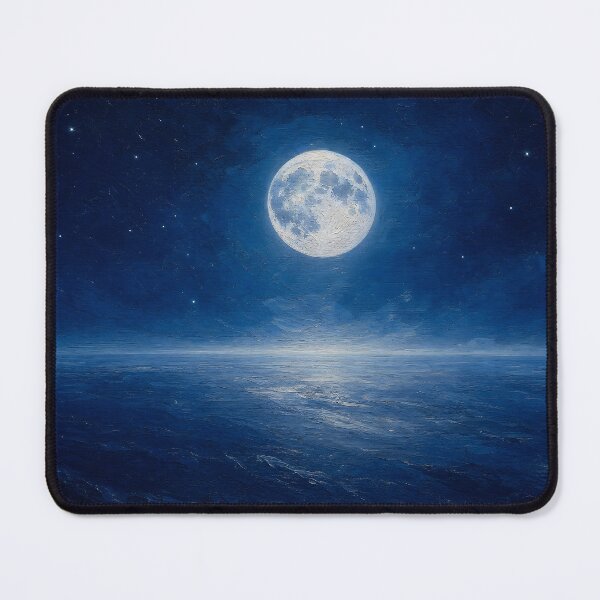 Item preview, Minimalist Glowing Moon Space Horizon Painting designed and sold by ArtAmbience.