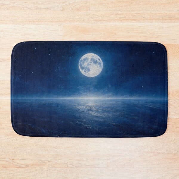 Item preview, Minimalist Glowing Moon Space Horizon Painting designed and sold by ArtAmbience.