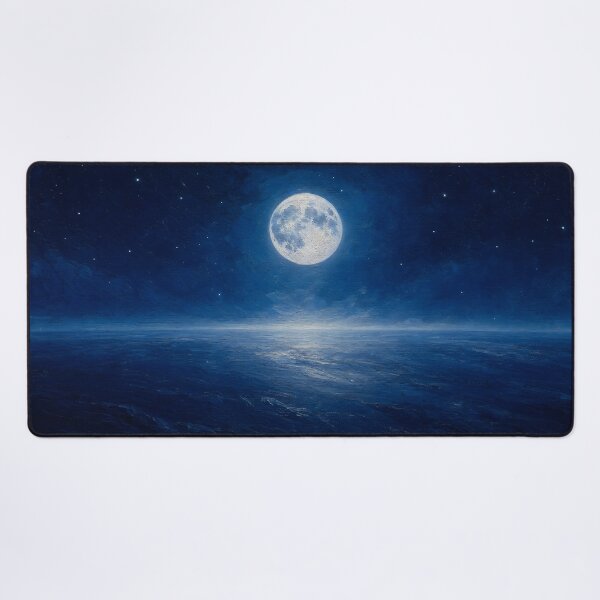 Item preview, Minimalist Glowing Moon Space Horizon Painting designed and sold by ArtAmbience.