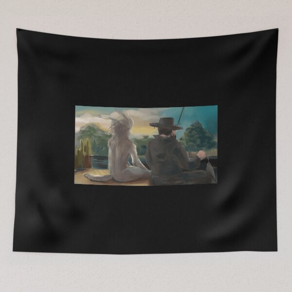 Item preview, Fantasy Fishing Scene with Mythical Creature designed and sold by Catsi-Nook-Art.