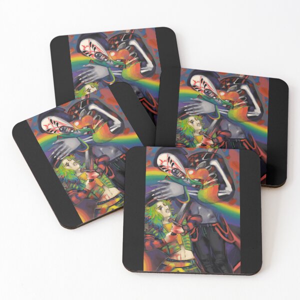 Item preview, Clown and Skeleton Battle with Heart and Rainbow designed and sold by Catsi-Nook-Art.