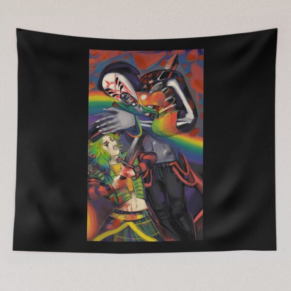 Item preview, Clown and Skeleton Battle with Heart and Rainbow designed and sold by Catsi-Nook-Art.