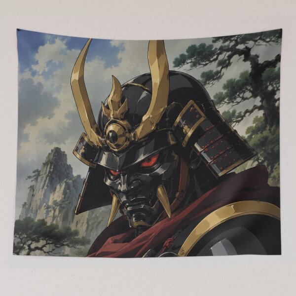Item preview, Japanese Mecha Oni Black Helmet Portrait designed and sold by bapupa.