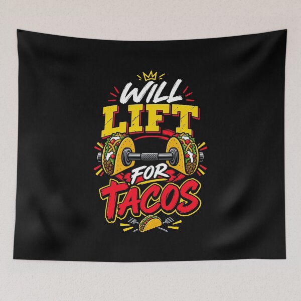 Item preview, Will Lift For Tacos Funny Workout Fitness Foodie Typography designed and sold by RAS-77.