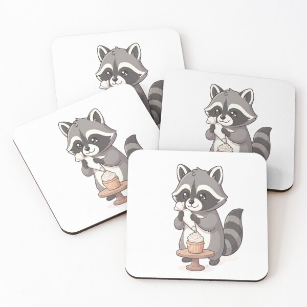 Item preview, Cute Raccoon Decorating Vanilla Cupcake designed and sold by Ella_Sketch.