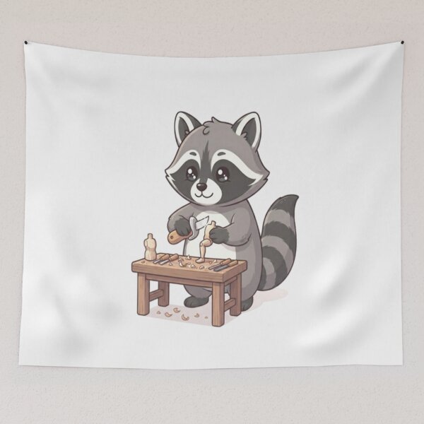 Item preview, Cute Raccoon Whittling Wood Carving designed and sold by Ella_Sketch.