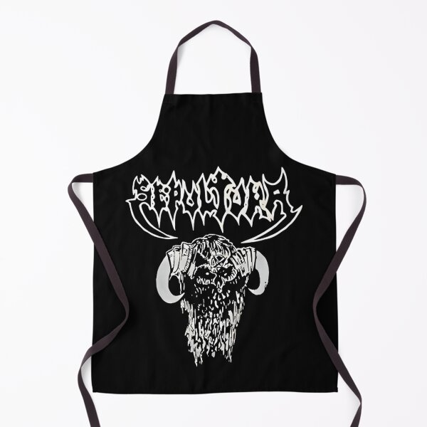 Item preview, Black And White Illustration Of A Demonic Horned Skull With Spiky Lettering designed and sold by usama883.