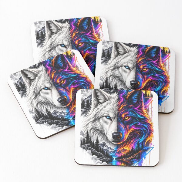 Item preview, Black and Colorful Wolf designed and sold by Golden Godfather Studio.