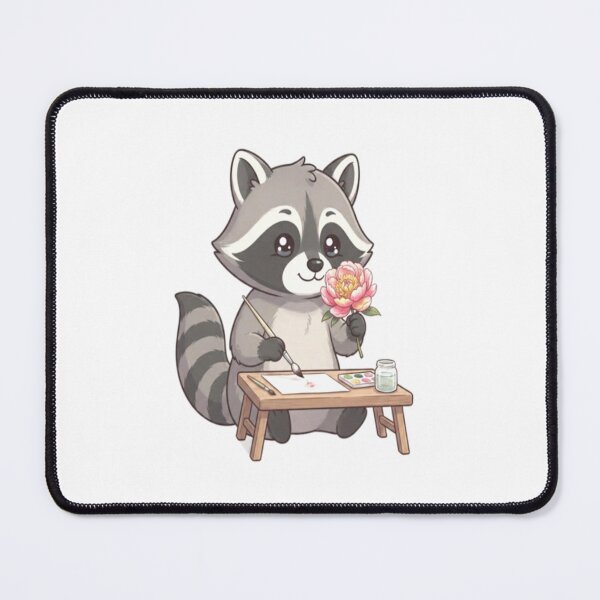 Item preview, Cute Raccoon Painting Pink Flower designed and sold by Ella_Sketch.