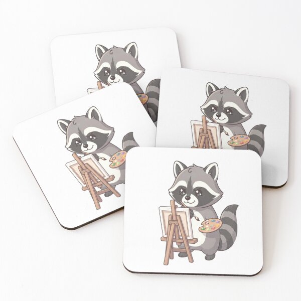 Item preview, Cute Raccoon Painting on Easel designed and sold by Ella_Sketch.