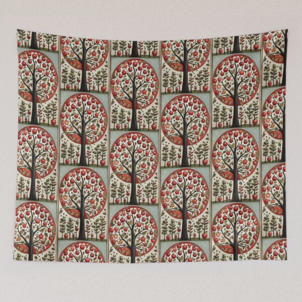 Item preview, Apple Tree Illustration Folk Art designed and sold by pinkal.