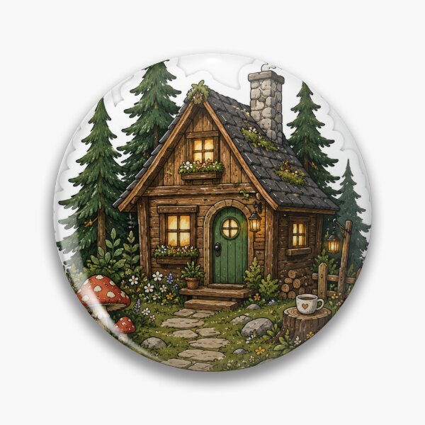 Item preview, Cozy woodland Cabin Cottage Sticker designed and sold by Mind-Ink.