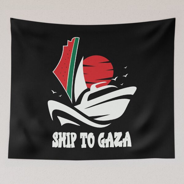 Item preview, Free Palestine Ship to Gaza Madleen Boat Artwork - White designed and sold by Hurriyyatee.