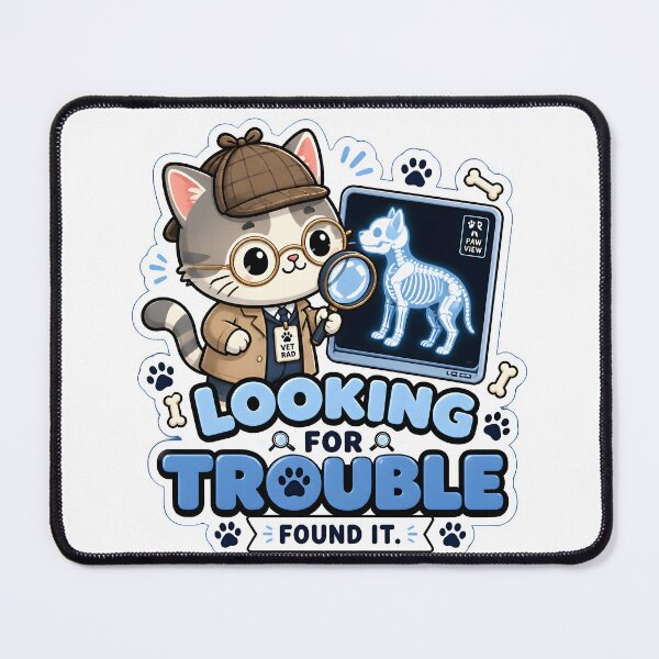 Item preview, Looking for Trouble, Found It – Funny Veterinary Radiology Cat designed and sold by Bettybee00.