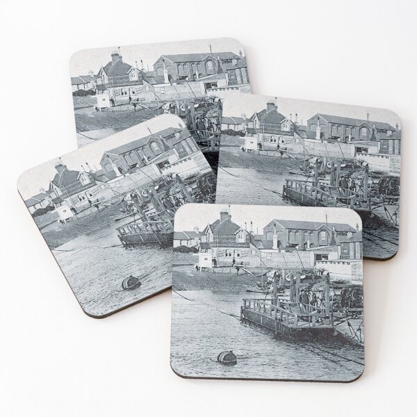 Item preview, Cable ferry crossing at Littlehampton beside riverside buildings c1908 designed and sold by Pierre de la Mare.