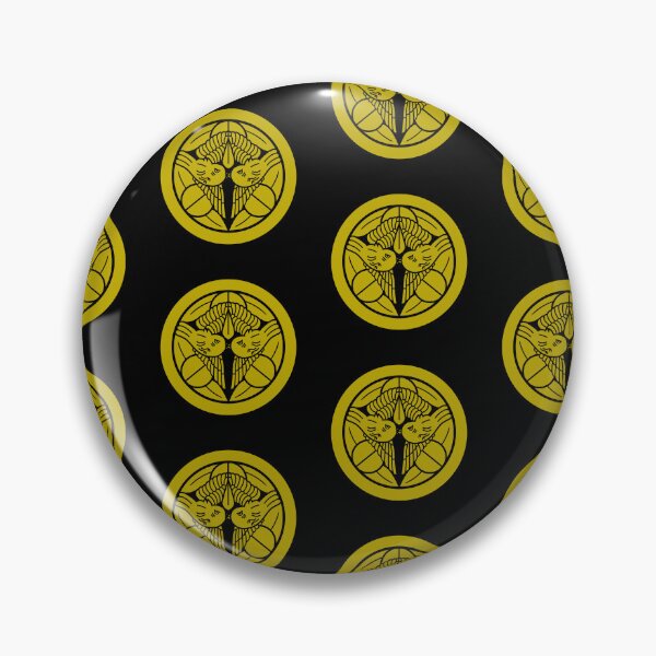 Item preview, Uesugi Kenshin Tobi-Suzume Crest Samurai Mon Faux Gold Black Tile / Japanese Crest  designed and sold by 戦国まーけっと SENGOKU MARKET.