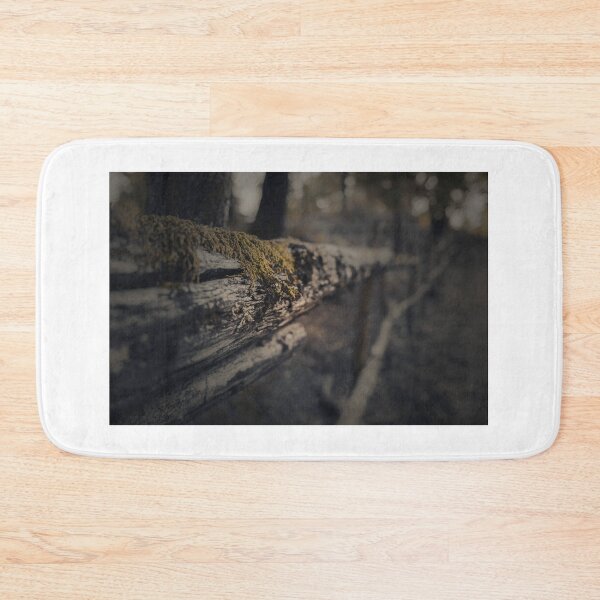 Item preview, Weathered Moss Covered Wooden Log Fence in Forest designed and sold by AndreiMarthe.