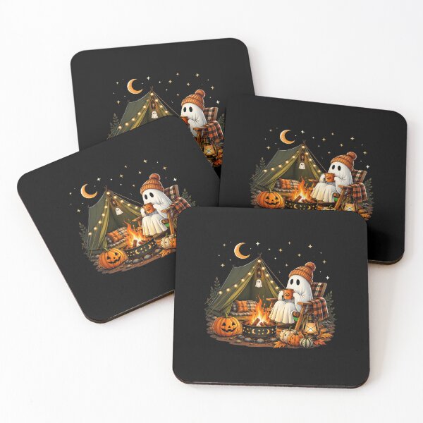 Item preview, Ghost Camping Halloween Camper Pumpkin Campfire designed and sold by felixpalette.