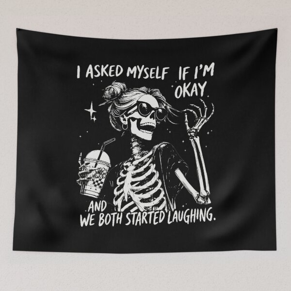 Item preview, Funny Skeleton Laughing Coffee Meme  designed and sold by MichaelKi32145.