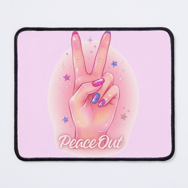 Item preview, Peace Out – Glittery Peace Sign Hand Illustration designed and sold by @SHINTOSARTSTORE.