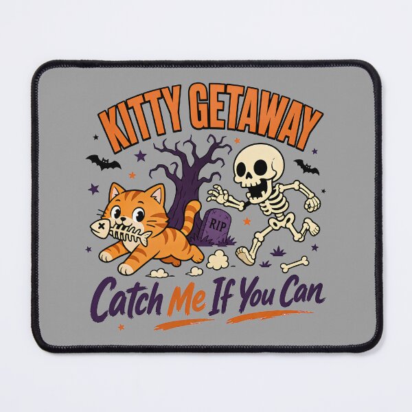 Item preview, Kitty Getaway Halloween | Skeleton Chase Cat Design designed and sold by MOCH- ART.