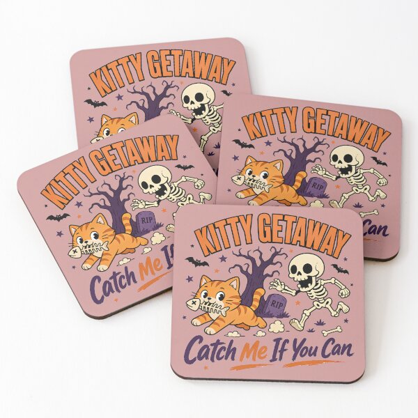 Item preview, Kitty Getaway Halloween | Skeleton Chase Cat Design designed and sold by MOCH- ART.