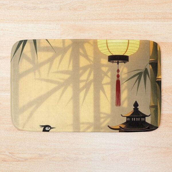 Item preview, Japanese Bamboo Garden Paper Lantern Asian Birds Tranquil Scene Art designed and sold by LYAN-STORE.