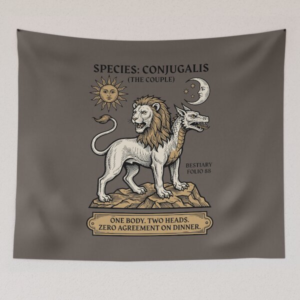Item preview, Species Conjugalis The Couple - Medieval Woodcut Couple Humor Art designed and sold by SplashTastic.
