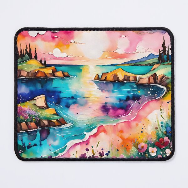 Item preview, Watercolor painting of coastal sunset designed and sold by Chi261.