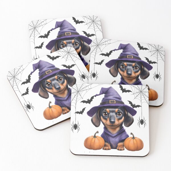 Item preview, Cute Dachshund Witch Halloween Art – Spooky Dog with Pumpkin designed and sold by Luna & Cleo Creative.