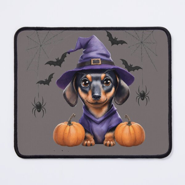 Item preview, Cute Dachshund Witch Halloween Art – Spooky Dog with Pumpkin designed and sold by Luna & Cleo Creative.
