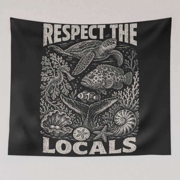 Item preview, Respect The Locals Australia Great Barrier Reef Marine Life Vintage Ocean Conservation Art designed and sold by Yellowriversss.