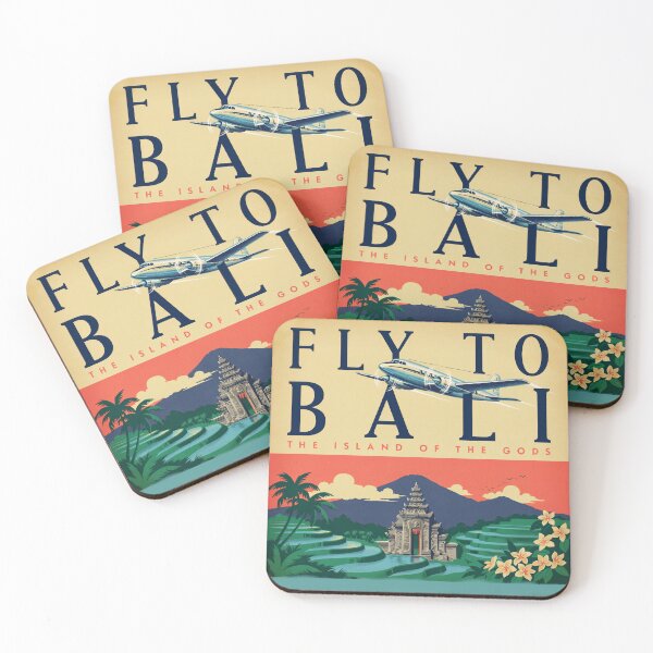 Item preview, Fly to Bali Vintage Travel Poster – Retro 1950s Bali Aviation & Tropical Island Art designed and sold by Tamas Das.