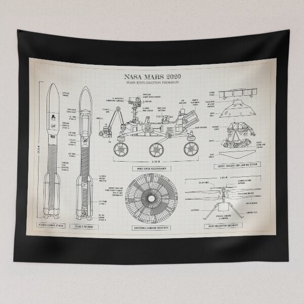Item preview, NASA Mars 2020. Perseverance and Ingenuity (Ivory Brown Grid) designed and sold by BGALAXY.