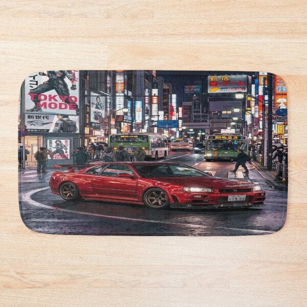 Item preview, Cyberpunk Vibe Red Tuning Car Night City designed and sold by JMAVILA ART.