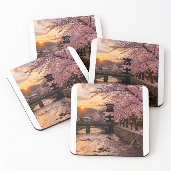 Item preview, Fujisan - Mount Fuji | SAKURA | A row of cherry trees bathed in the setting sun | Japanese Design designed and sold by JapanMemoir.