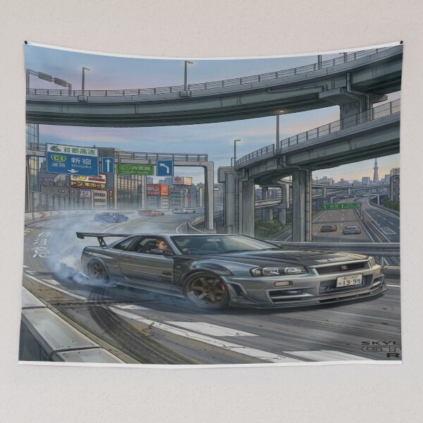 Item preview, Nissan Skyline R34 Tokyo Drift | Ilustración JDM designed and sold by JMAVILA ART.