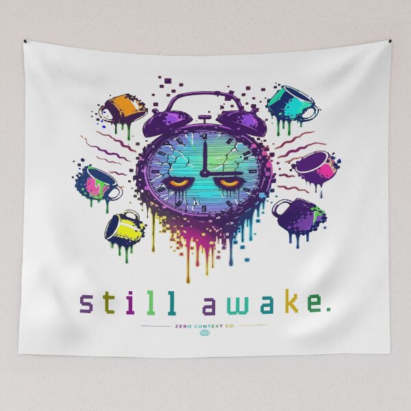 Item preview, Still Awake – Glitch Alarm Clock 3AM Exhaustion Streetwear Graphic designed and sold by ZeroContextCo.