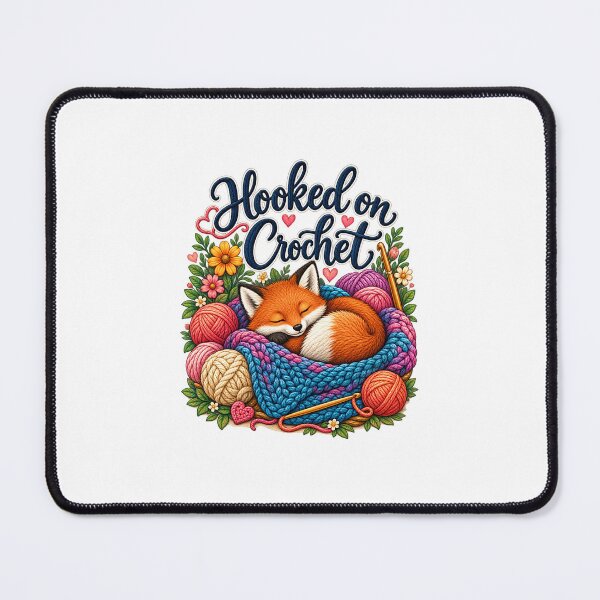 Item preview, Hooked on Crochet Cozy Fox Yarn Craft Illustration designed and sold by Peak Pop Studio..